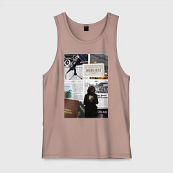 Майка мужская хлопок Журналист эстетика, цвет: пыльно-розовый