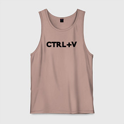 Майка мужская хлопок Иностранная надпись cntrl v, цвет: пыльно-розовый
