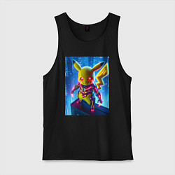 Майка мужская хлопок Neon Pikachu - cyberpunk horror, цвет: черный