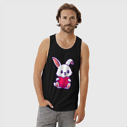 Майка мужская хлопок Heart rabbit, цвет: черный — фото 2
