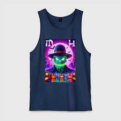 Майка мужская хлопок Minecraft and halloween collaboration - neon glow, цвет: тёмно-синий