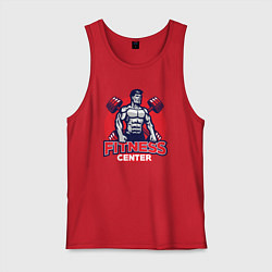 Майка мужская хлопок Фитнес центр, цвет: красный