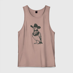 Майка мужская хлопок Голубь ковбой, цвет: пыльно-розовый