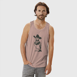 Майка мужская хлопок Голубь ковбой, цвет: пыльно-розовый — фото 2