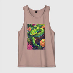 Майка мужская хлопок Тропическая змея, цвет: пыльно-розовый