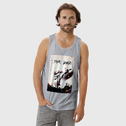 Майка мужская хлопок Тхэквондо боец, цвет: меланж — фото 2