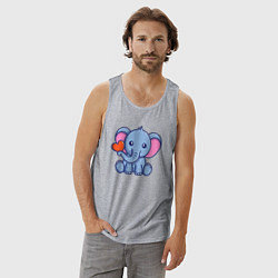 Майка мужская хлопок Слоник к сердечком, цвет: меланж — фото 2