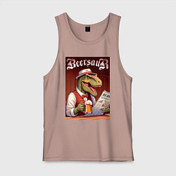 Мужская майка Пивозавр с кружкой пива читает газету - ретро