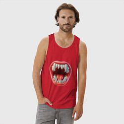Майка мужская хлопок Открытый рот с зубами, цвет: красный — фото 2