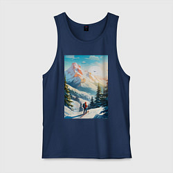 Мужская майка Лыжник в горах