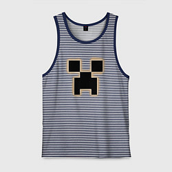 Майка мужская хлопок Логотип игры Майнкрафт, цвет: синяя тельняшка