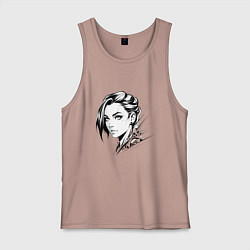 Майка мужская хлопок Девушка эмо, цвет: пыльно-розовый