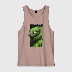 Майка мужская хлопок Дважды удачливая змея, цвет: пыльно-розовый