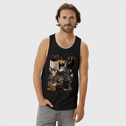 Майка мужская хлопок Шахматы коллаж, цвет: черный — фото 2