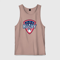 Майка мужская хлопок USA rugby, цвет: пыльно-розовый