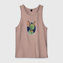 Мужская майка Кот сфинкс на фоне звёздного неба