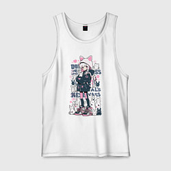 Майка мужская хлопок Chiaki Nanami - Neko Danganronpa, цвет: белый