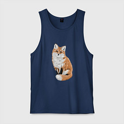 Майка мужская хлопок Осенняя лисица, цвет: тёмно-синий