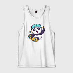 Майка мужская хлопок Skater panda, цвет: белый