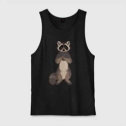 Майка мужская хлопок Енот арт, цвет: черный