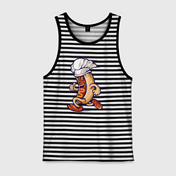 Майка мужская хлопок Повар хот-дог, цвет: черная тельняшка