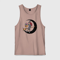 Майка мужская хлопок Ведьмочка с тыквой, цвет: пыльно-розовый