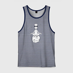 Майка мужская хлопок Йога инопланетянин, цвет: синяя тельняшка