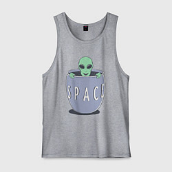 Майка мужская хлопок Космический пришелец, цвет: меланж