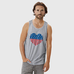 Майка мужская хлопок Сердце США, цвет: меланж — фото 2