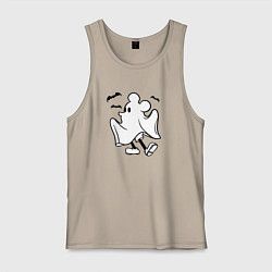 Майка мужская хлопок Микки - приведение, цвет: миндальный