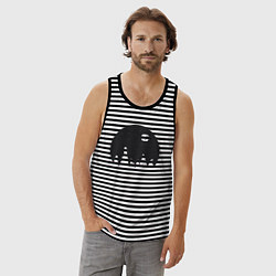 Майка мужская хлопок Ночной мечтатель, цвет: черная тельняшка — фото 2