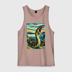 Майка мужская хлопок Анаконда кричит на картине Эдварда Мунка - мем иск, цвет: пыльно-розовый