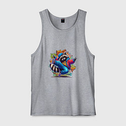 Майка мужская хлопок Хип-хоп енот, цвет: меланж