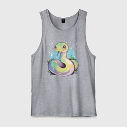 Майка мужская хлопок Милая зелёная змейка, цвет: меланж