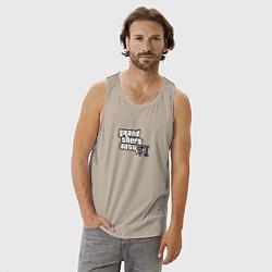 Майка мужская хлопок Grand Theft Auto 6 vice city logo, цвет: миндальный — фото 2