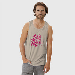 Майка мужская хлопок Lets rock Зажигаем, цвет: миндальный — фото 2