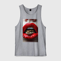 Мужская майка Символ нового года 2025 змея в губах