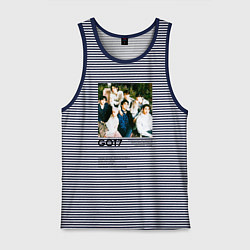 Майка мужская хлопок GOT7 группа основание, цвет: синяя тельняшка