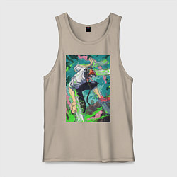 Майка мужская хлопок Человек-бензопила Дэндзи арт, цвет: миндальный