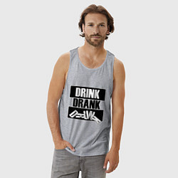 Майка мужская хлопок Пить выпить пьяный, цвет: меланж — фото 2