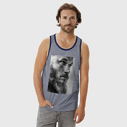 Майка мужская хлопок Рагнар: воин севера, цвет: синяя тельняшка — фото 2