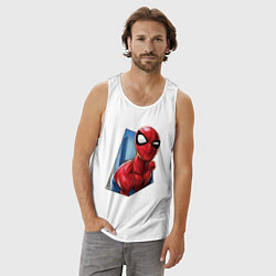 Майка мужская хлопок Человек-паук и город, цвет: белый — фото 2