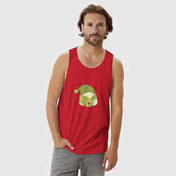 Майка мужская хлопок Сонный совенок, цвет: красный — фото 2