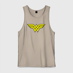 Майка мужская хлопок Wonder woman logo, цвет: миндальный