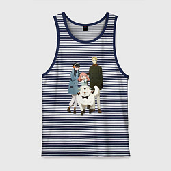 Майка мужская хлопок Семья шпиона вместе, цвет: синяя тельняшка