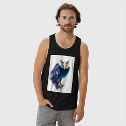 Майка мужская хлопок Синий орел, цвет: черный — фото 2