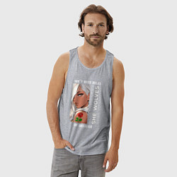 Майка мужская хлопок Девушка из аниме с розой, цвет: меланж — фото 2