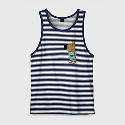 Майка мужская хлопок Чилловый парень, цвет: синяя тельняшка