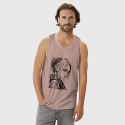 Майка мужская хлопок Девушка с алыми глазами, цвет: пыльно-розовый — фото 2