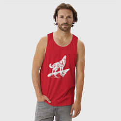 Майка мужская хлопок Space wolf, цвет: красный — фото 2